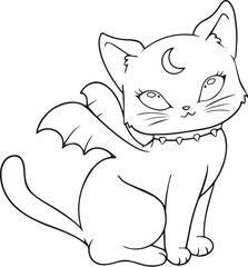 Bat Kitty Tattoo Stencil T-Shirt Print