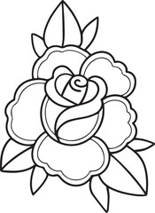 Traditional Rose Tattoo Stencil T-shirt Print