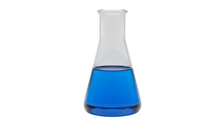 Blue liquid in glass flask gleams, useful for science demos, product shots.