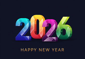 Happy new year 2026 design with colorful truncated number illustrations. Premium vector design 2026