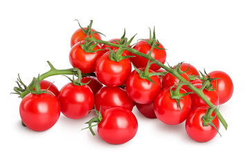 Cherry tomato bunch closeup isolated on white background