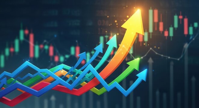 Uptrend arrows leading towards financial success and market growth strategy