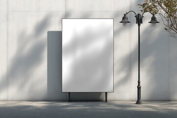 Clean, modern advertising poster mockup displayed outdoors with a sleek black frame, perfect for showcasing your creative designs in a realistic and impactful environment.