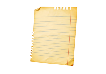 Aged lined paper isolated on transparent background, perfect for vintage designs