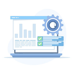 Website KPI metrics vector, quality improvement icon. Digital analytics dashboard, automation, sales statistics, data management, business performance, modern flat design illustration.