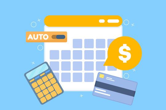 Automated subscription billing system, annual and monthly payment methods for digital services, online business membership fee process, modern vector illustration.