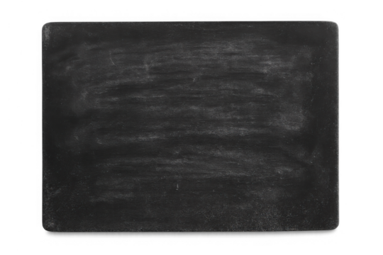 Empty chalkboard with faint chalk marks. Versatile texture for school, education, or menu designs with a transparent background