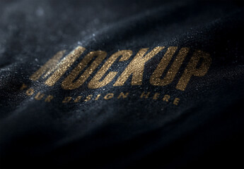 Realistic Ink Print Text Effect Mockup on Dark Fabric Surface