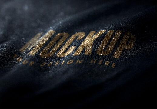 Realistic Ink Print Text Effect Mockup on Dark Fabric Surface