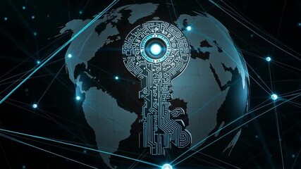 Global network security concept digital key world connection technology internet data  - Powered by Adobe