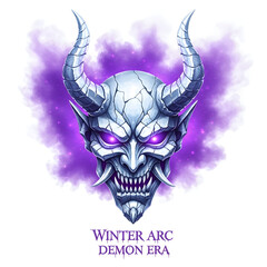 Winter Arc Demon Era – Purple Oni Demon Mask with Glowing Eyes