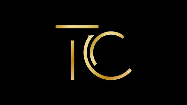 Stylized lowercase T and C with reflections, connected by a single line. Idea for a logo, emblem, or creative design	