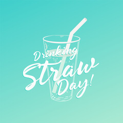 Drinking straw day cup, vector art illustration.