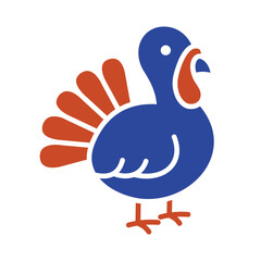 Cute Standing Turkey Bird Glyph Icon