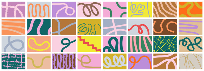 Collection of playful curved line abstract backgrounds