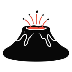 Volcano erupting with lava isolated on