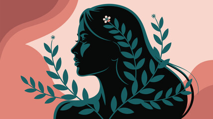 Elegant woman portrait amidst lush foliage and soft pastel colors, exuding calm beauty, perfect for spa, wellness, or beauty brand campaigns