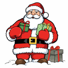 Santa Claus gift boxes, vector art illustration.