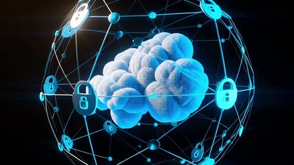 Cloud security network protection cyber safety data privacy technology solutions concept 3d art - Powered by Adobe