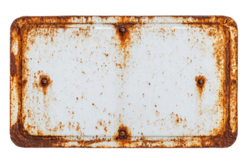 Rusted, blank license plate