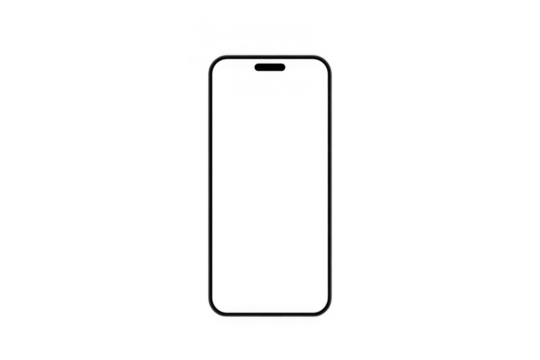 Smart phone frame less blank screen PNG High quality Image , Mobile phones white screen can be used for commercial advertising, Isolated on white background.
