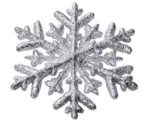 Detailed, symmetrical, silver snowflake ornament