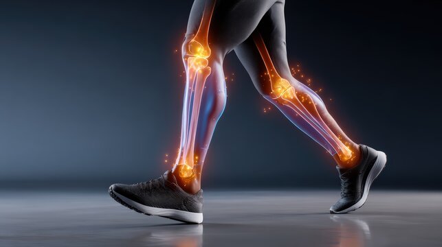 Anatomical Illustration of Leg Muscles and Joints in Motion - Powered by Adobe
