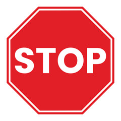 Red stop sign a vector illustration isolated on white background for traffic safety and regulatory compliance
