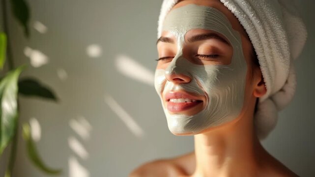 Indulge in self-care bliss with a rejuvenating face mask. A serene moment of relaxation and skincare therapy for a radiant complexion and inner peace. Spa at home.