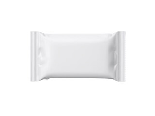 White Blank Flow Pack Wrapper Mockup for Chocolate Bar, Candy, or Snack Food &ndash; Isolated on Transparent Background