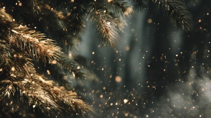 Frosty Gold Column in Pine Christmas Clearing