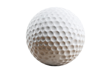White golf ball, dimpled sphere