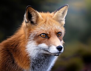 Fototapeta premium A Close-Up Portrait of a Majestic Red Fox: Capturing the Beauty and Intensity of Nature's Clever Hunter