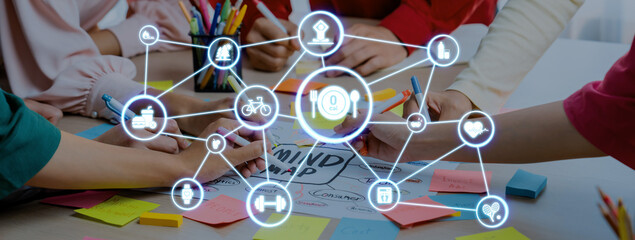 Healthy lifestyle icons show exercise, healthy lifestyle diet, and wellness routine. Healthy...