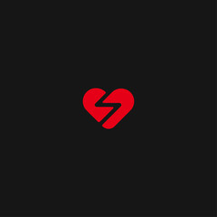 Thunder heart logo Icon flat vector design