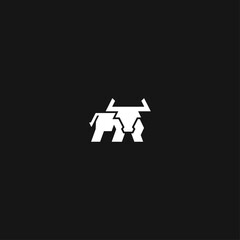 Angry bull minimal logo Icon flat vector design