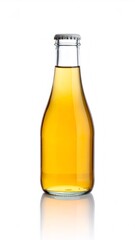 Glass bottle with golden liquid and cap