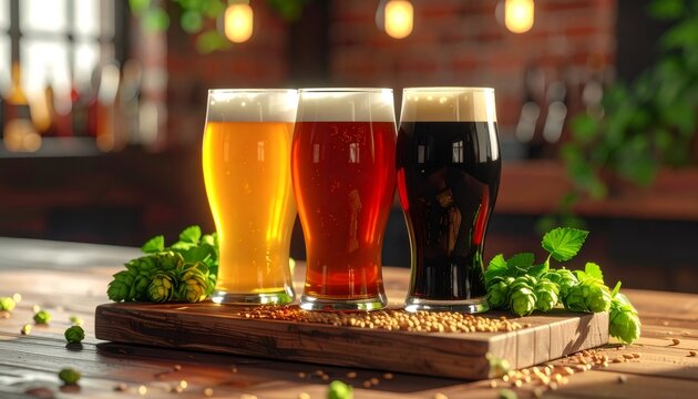 Craft beer tasting featuring variety of lagers and ales