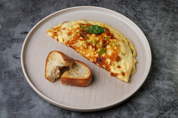 Delicious Cheese Omelette On Plate With Toast