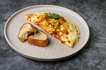 Delicious Cheese Omelette On Plate With Toast
