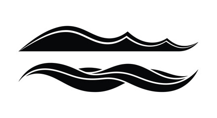 Obraz premium Minimalist black and white illustration of waves and mountain peaks