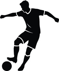 Dynamic Soccer Player Graphic Controlling Ball with Feet Vector Illustration on a Transparent Background