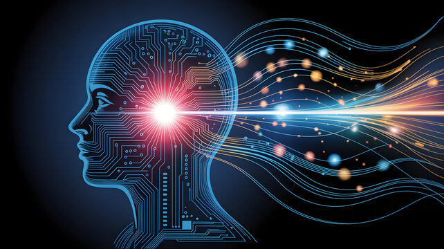 Artificial Intelligence Brain with Data Flow Visualization