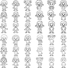 Kids black and white drawing collection