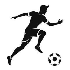 Soccer Player Graphic Running and Dribbling Football Vector Illustration on a Transparent Background