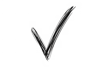 Hand drawing black checkmark symbol on transparent background. Representing approval, success, completion, and choosing