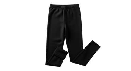 Black Fleece Lined Leggings with Elastic Waistband, cutout, PNG isolated on white or transparent background