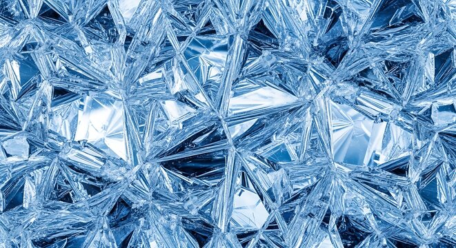 Macro shot of a natural blue ice texture featuring a cold frosty pattern on a frozen winter window glass - Powered by Adobe