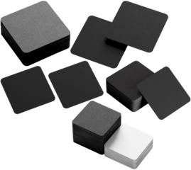 Rounded Square Card Mockup Set – Black and White Paper Stack Template