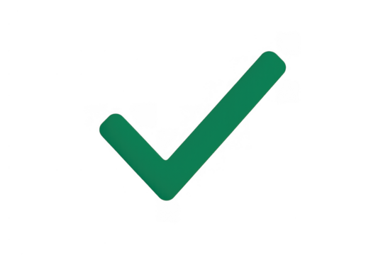 Green check mark icon symbolizing approval, success, verification, completion, consent, acceptation, choice, correct